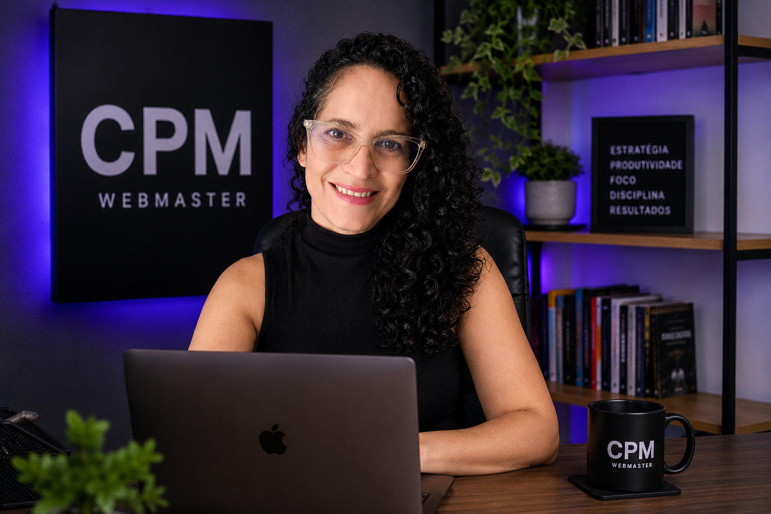 Cristiane Medeiros da CPM Webmaster oferecendo criação de sites WordPress, tráfego pago e social media
